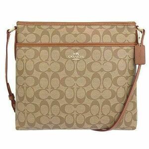COACH #F58297 Signature File Crossbody Zip Top Handbag Khaki/Saddle WORN ONCE!!!
